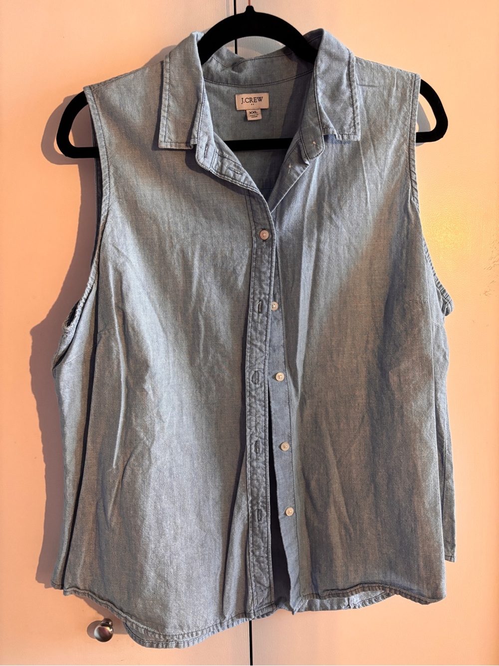 J. Crew Sleeveless Chambray Button-Front Top — Light Blue